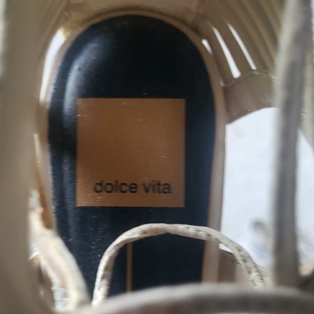 DOLCE VITA Beige and Faux Snake Tie Front Cage Gladiator Sandals Size 8 Flats - Picture 6 of 7